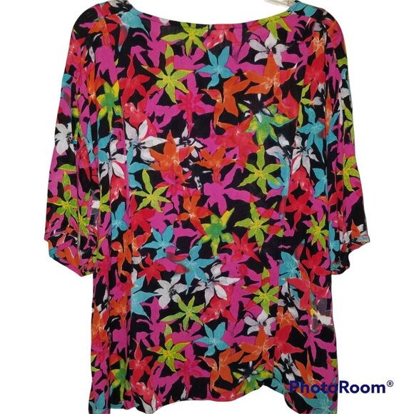 Vicki Wayne Floral Blouse 100% Rayon - Picture 2 of 11